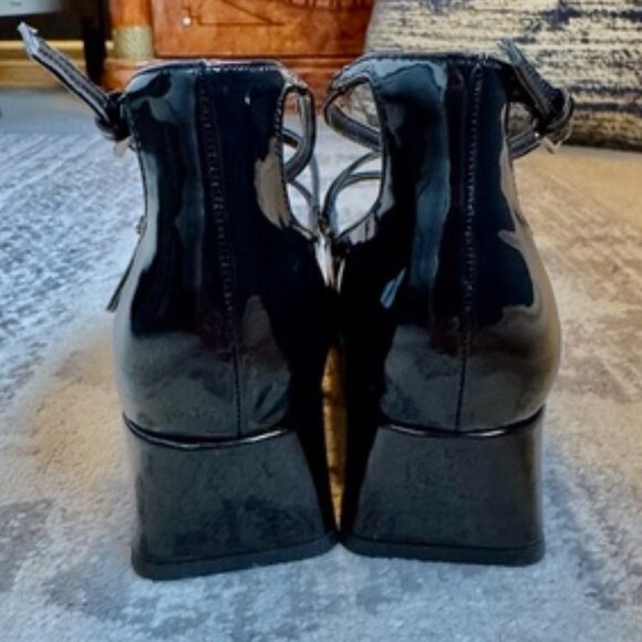 Zara Black Patent Double Strap Low Block Heel Mary Janes - Picture 5 of 15